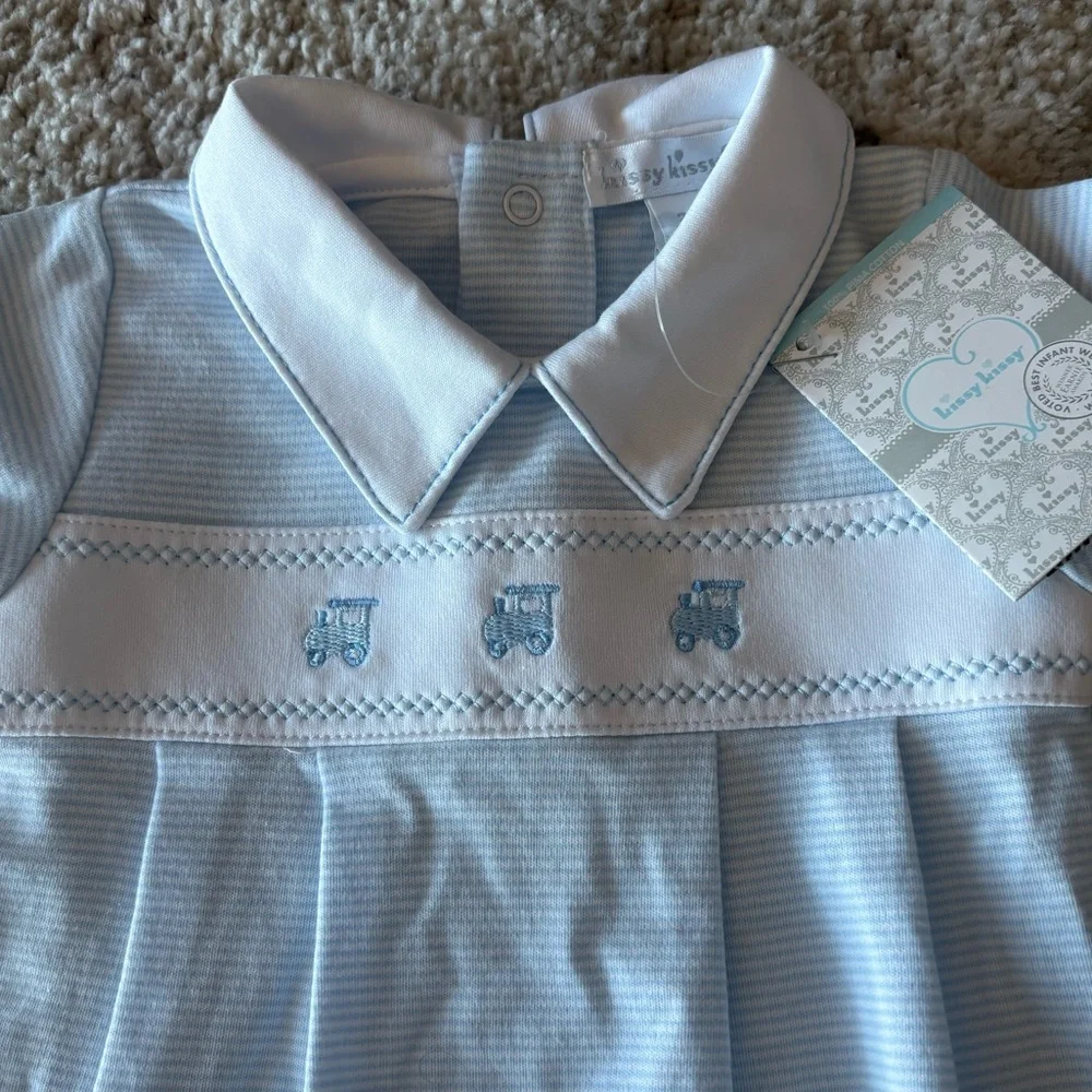 KISSY KISSY Baby Boy’s Collared Embroidered Striped Short Playsuit 3-6 months